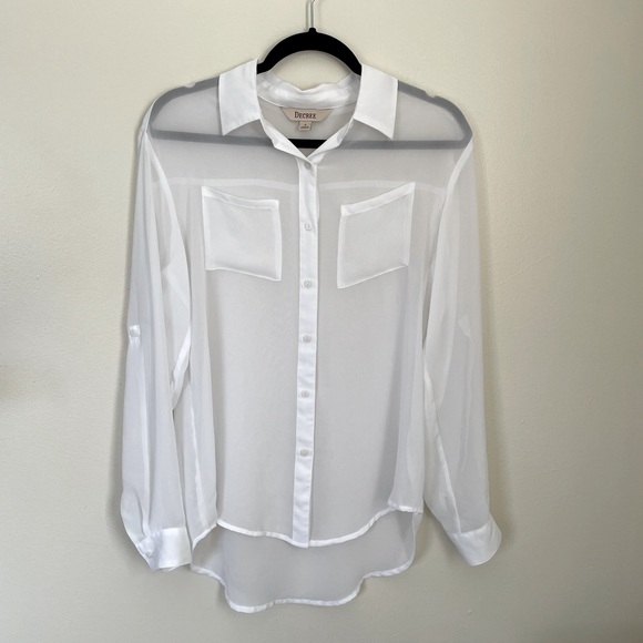 Decree Tops - Decree | Long Sleeve Sheer Blouse | Size Small